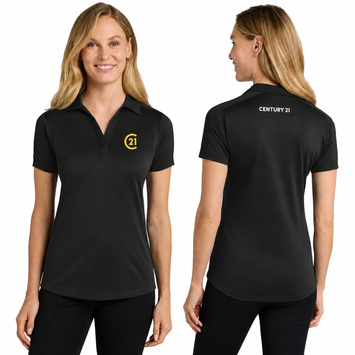 Ladies Black Signature Diamond Polo | C21 Left Chest + CENTURY 21 Back
