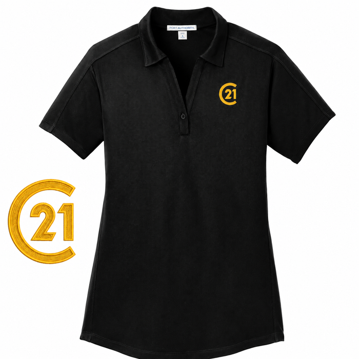 Ladies Black Signature Diamond Polo | C21 Left Chest + CENTURY 21 Back