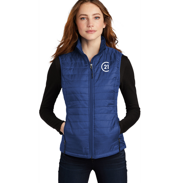 Ladies Cobalt Blue Packable Puffy Vest - C21®