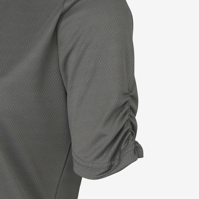Ladies Grey Ruched Sleeve Polo | Close Out