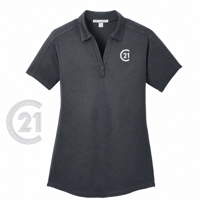 Ladies Slate Grey Signature Diamond Polo | C21 Left Chest + CENTURY 21 Back