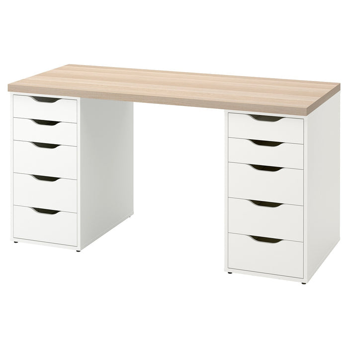 LAGKAPTEN Table top, White stained oak effect, 140x60cm