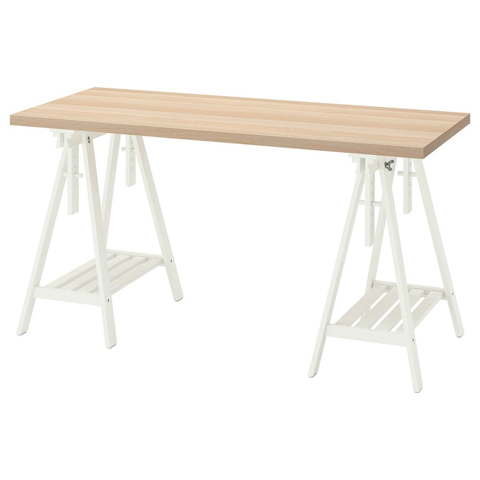 LAGKAPTEN Table top, White stained oak effect, 140x60cm