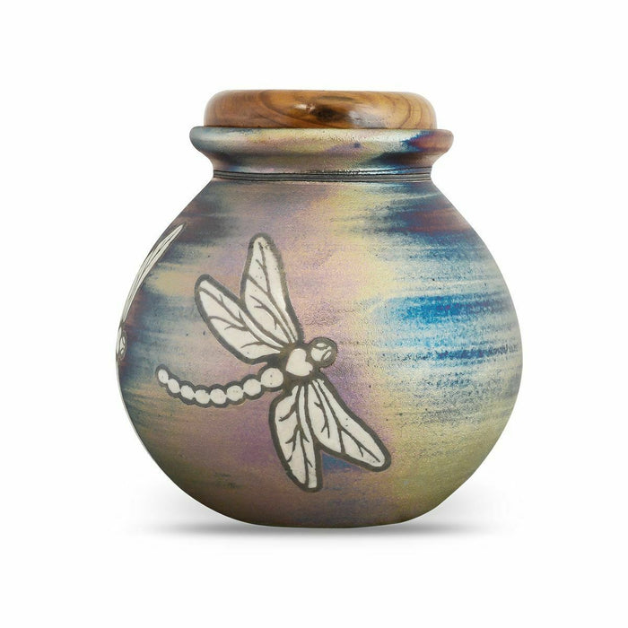 Large/Adult 200 Cubic Inches Raku Dragonfly Funeral Cremation Urn for Ashes