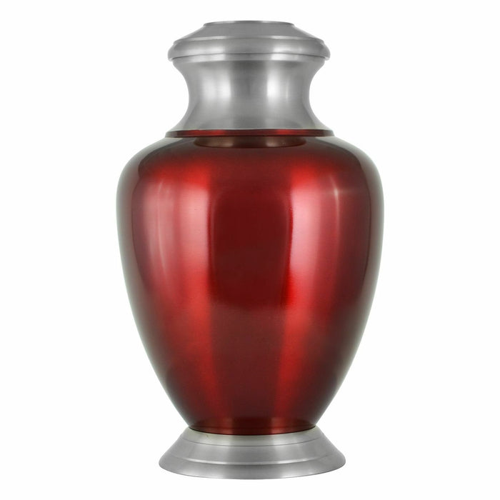 Large/Adult 220 Cubic Inches Red & Gray Brass Funeral Cremation Urn for Ashes