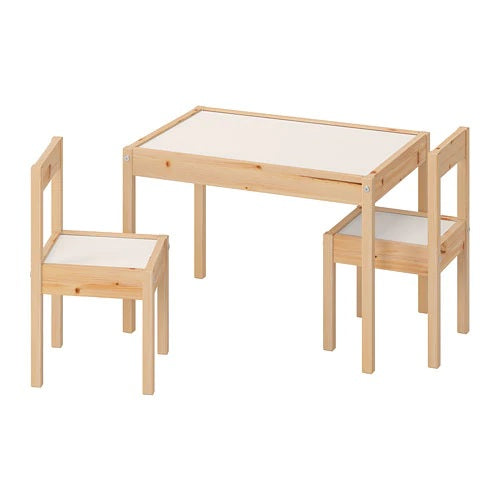 LATT children's table and chairs, White/pine