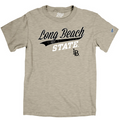 LBSU Vintage Tail Script T-Shirt - Oatmeal, Blue 84