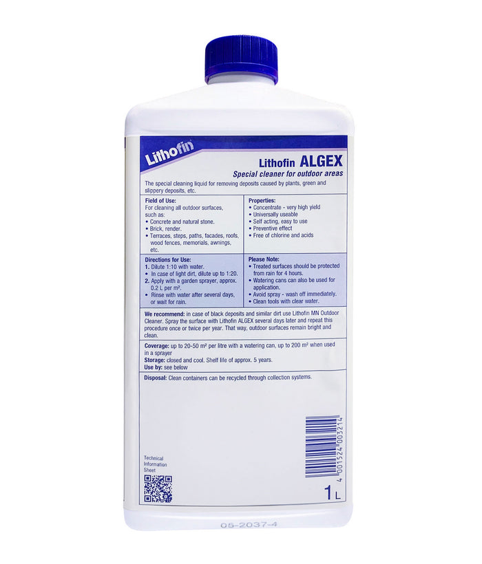 Lithofin ALGEX - 1 LITRE. (Algaecide) - Stone Doctor Australia - Outdoor Cleaning > Stone Pavers > Algaecide