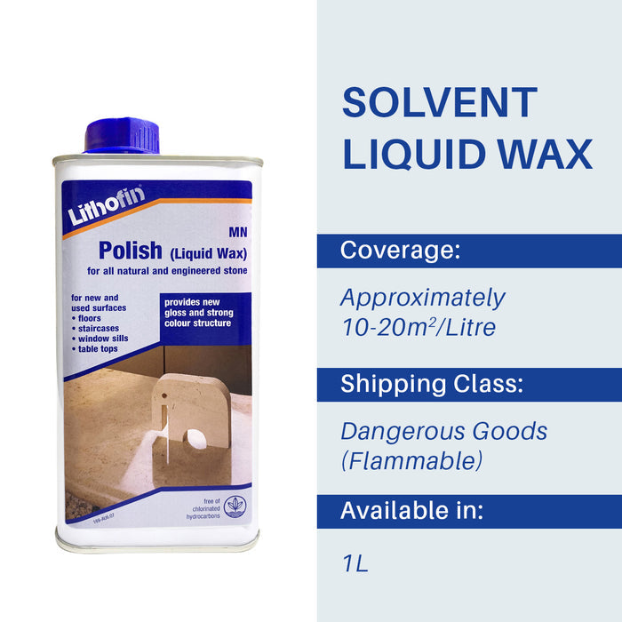 Lithofin MN Polish Liquid Wax - 1 LITRE - Stone Doctor Australia - Natural Stone > Solvent Wax > Topical Buffing Treatment