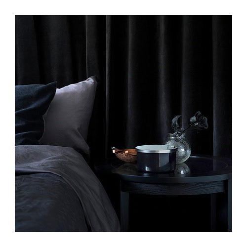 LOVTRAD scented cndl in glass w lid/3 wicks, 25hr, Black rose and sandalwood/grey