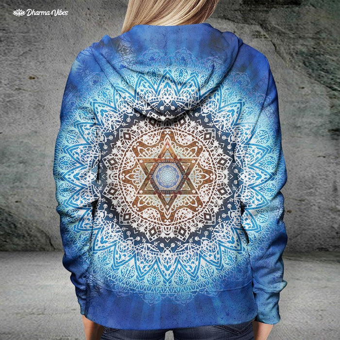 Magen Star Blue Mandala by McAshe Hoodie