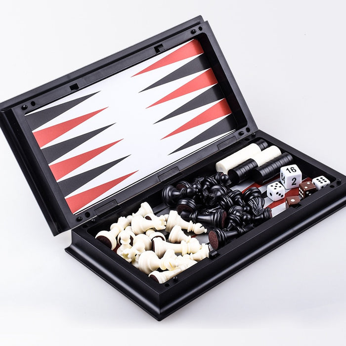 Magnetic Chess Backgammon Checkers Set