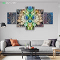 Mandala Colorful Owl by McAshe 5-Piece Canvas