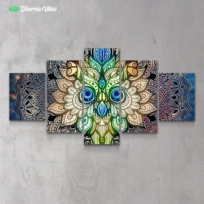 Mandala Colorful Owl by McAshe 5-Piece Canvas