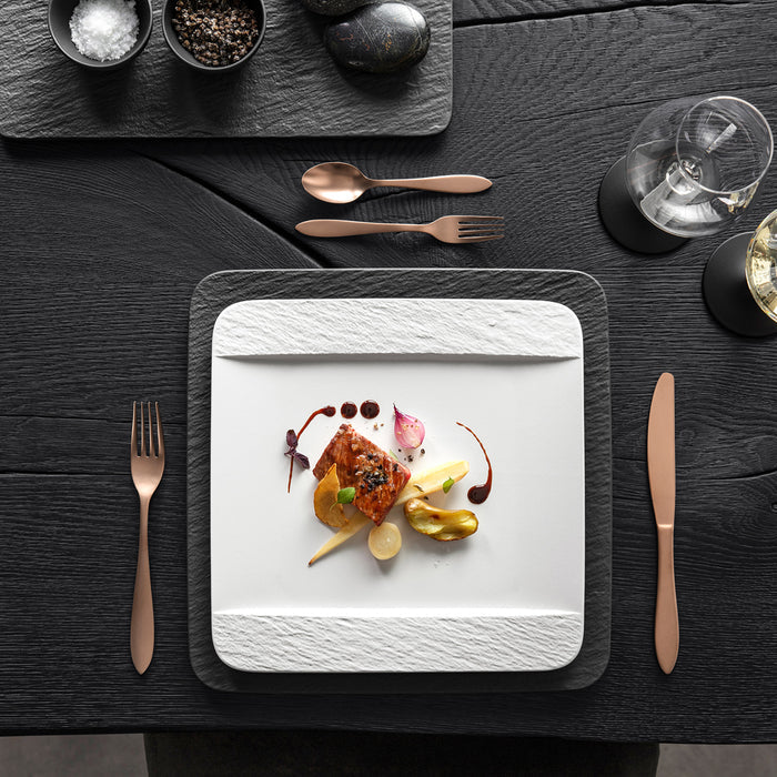 Manufacture Rock Blanc Square Flat Plate 28 cm