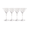 Sophistiplate LLC Martini Classic 4 Pack features clear, shatterproof, BPA-free 8 oz martini glasses with etched patterns, arranged side by side against a white background.