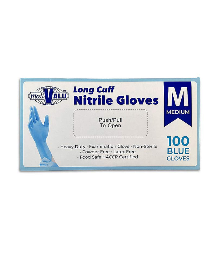 MaxValu Long Cuff Nitrile Gloves - 100 Pcs Per Box - Stone Doctor Australia - Personal Protection > Powder Free > Nitrile Gloves