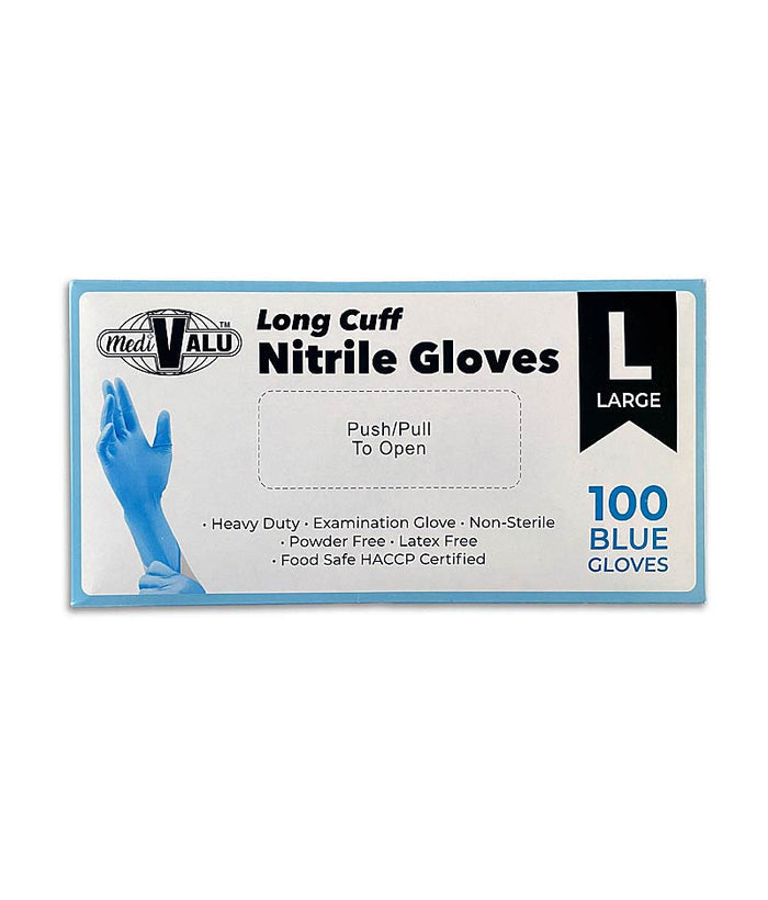 MaxValu Long Cuff Nitrile Gloves - 100 Pcs Per Box - Stone Doctor Australia - Personal Protection > Powder Free > Nitrile Gloves