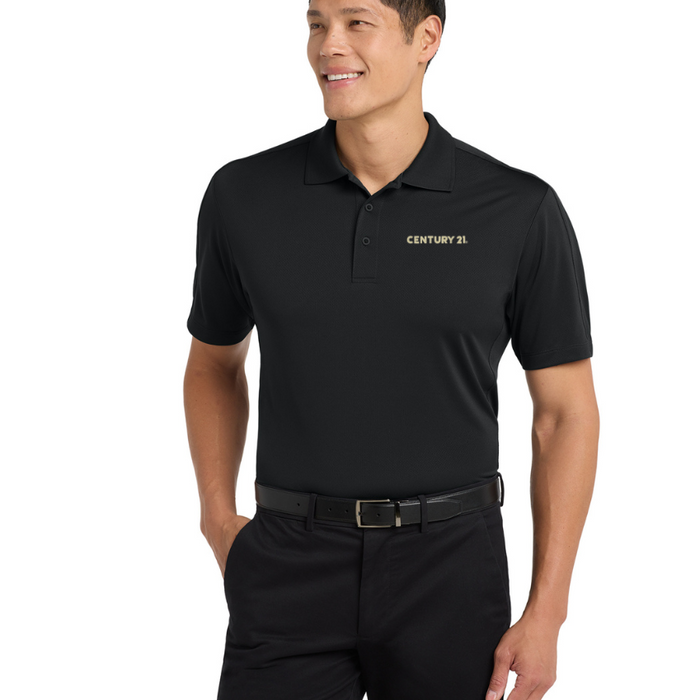 Mens Black Obsessed Diamond Polo - CENTURY 21® logo - FINAL STOCK