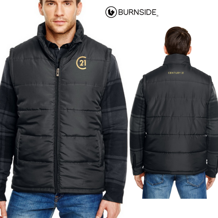 Mens Black Puffer Vest - C21® and CENTURY 21® Embroidery