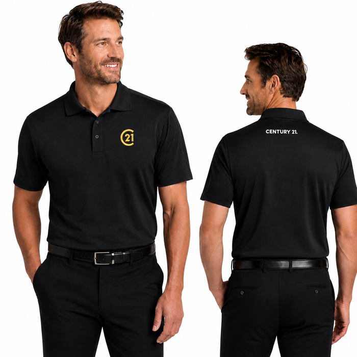 Mens Black Signature Diamond Polo | C21 Left Chest + CENTURY 21 Back