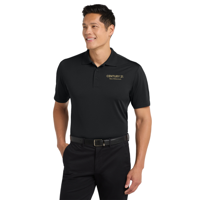 Mens Diamond Jacquard Polo, Black | New Millennium
