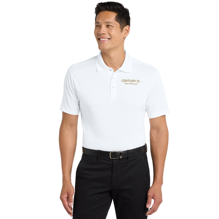 Mens Diamond Jacquard Polo, White | New Millennium