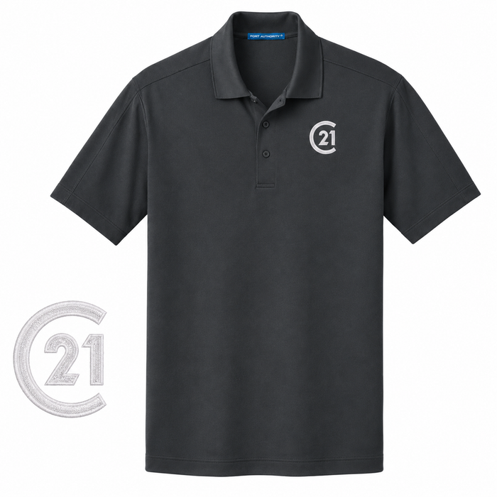 Mens Slate Grey Signature Diamond Polo | C21 Left Chest + CENTURY 21 Back