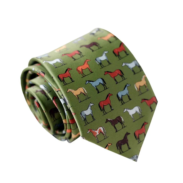 Men's Tie Horse Green
