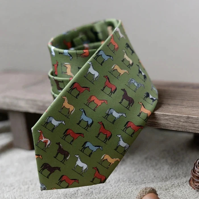 Men's Tie Horse Green