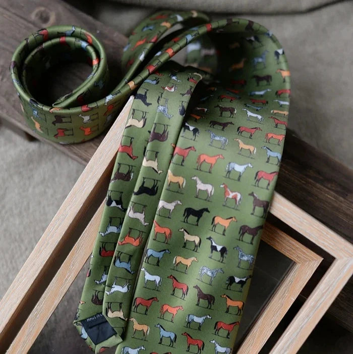 Men's Tie Horse Green