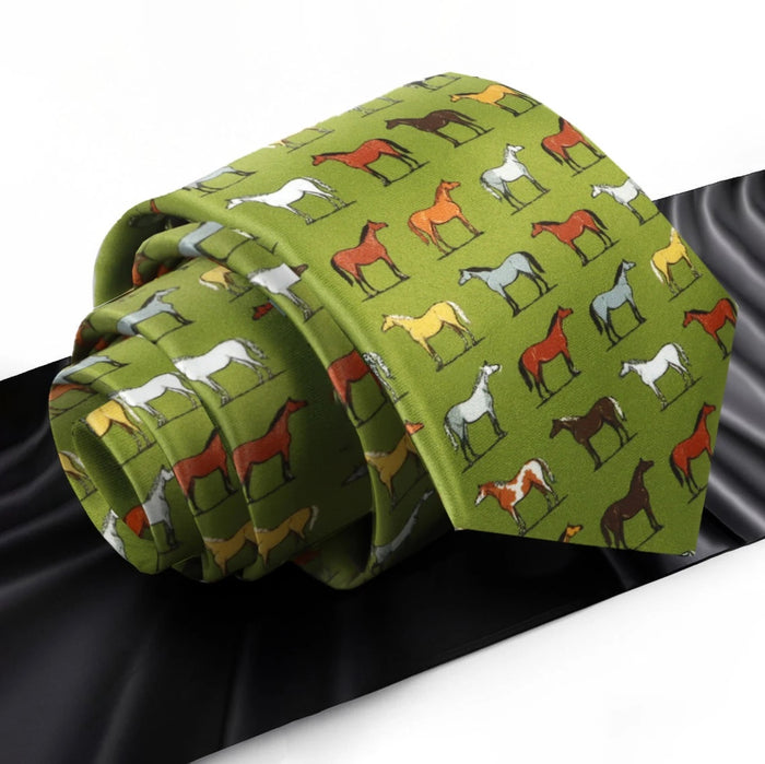 Men's Tie Horse Green