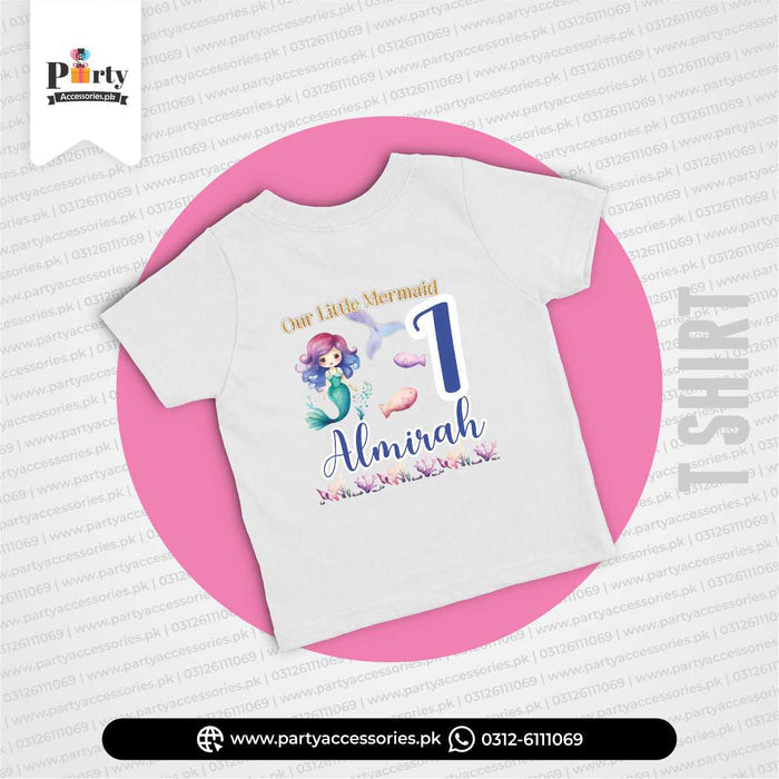 Mermaid Theme Customized T-shirt for Kid's Birthday Party Celebration