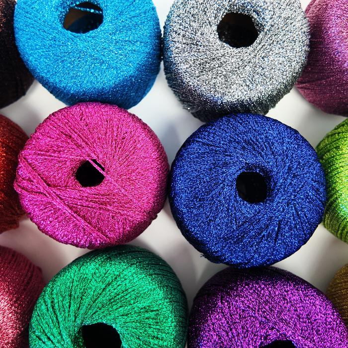 Metallic Shimmer Yarn - Electric Blue Color