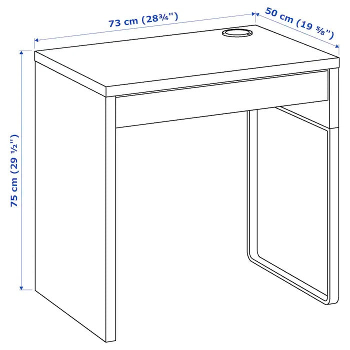 MICKE desk, 73cm, Black-brown