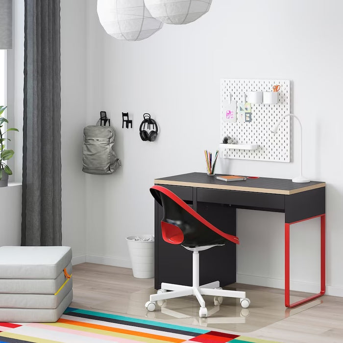 MICKE Desk, Anthracite/red, 105x50cm