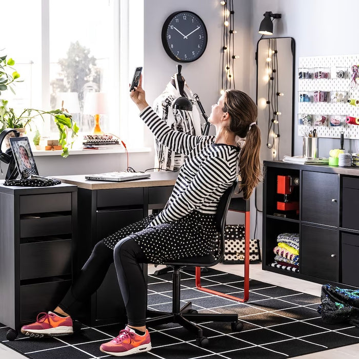 MICKE Desk, Anthracite/red, 105x50cm