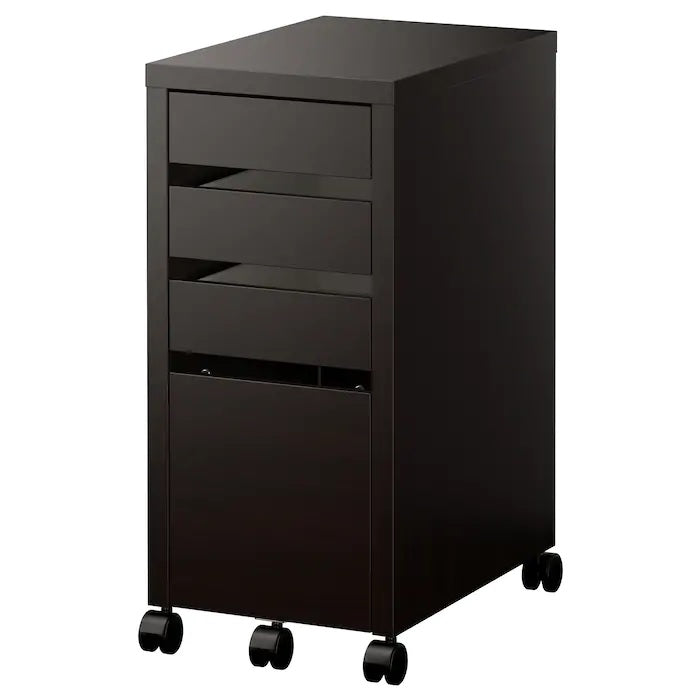 MICKE Drawer unit with drop-file storage, Black-brown
