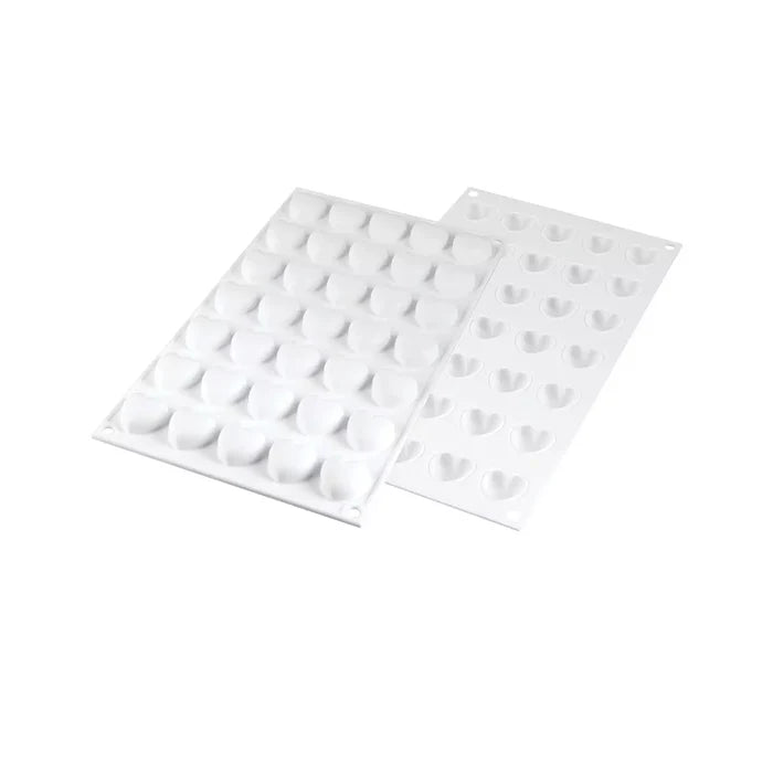 White heart shaped silicone molds.