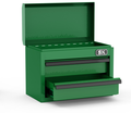 Green SK Tools USA Mini Tabletop Toolbox with two drawers and a hinged lid for easy access