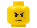 Minifigure, Head Black Eyebrows, Dark Orange Scar Across Left Eye, Nougat Cheek Line and Chin Dimple, Scowl Pattern