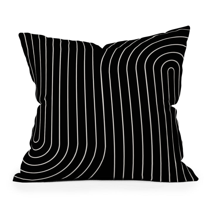 MINIMAL LINE CURVATURE BLACK THROW PILLOW