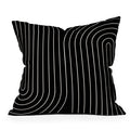 MINIMAL LINE CURVATURE BLACK THROW PILLOW