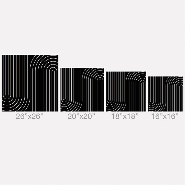 MINIMAL LINE CURVATURE BLACK THROW PILLOW