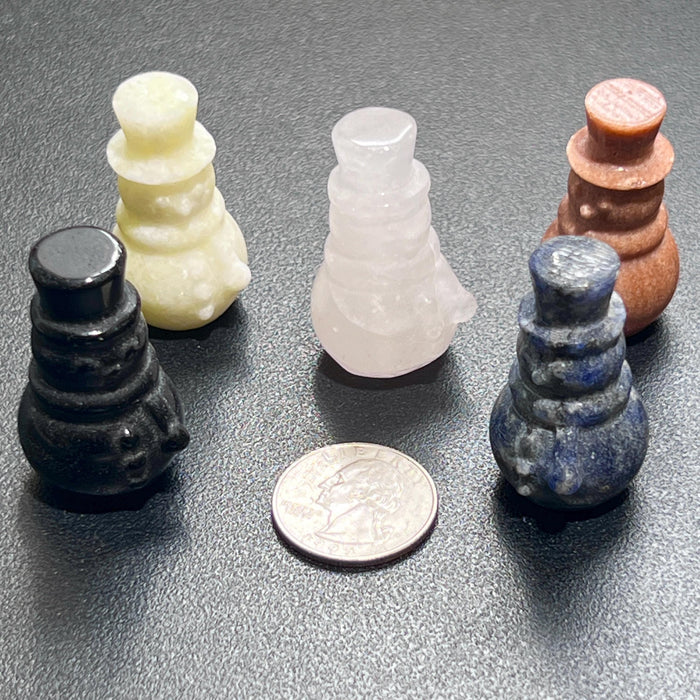 Mixed Snowman Gemstone Crystal Carvings