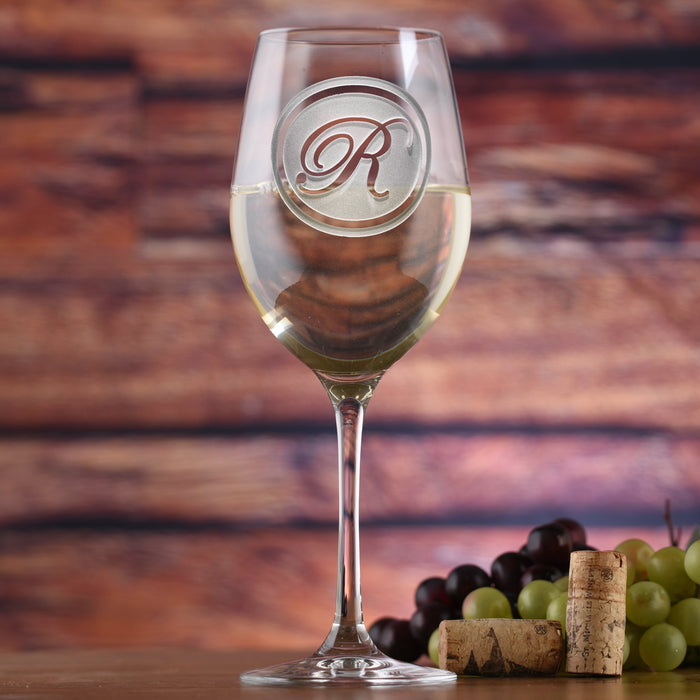 Monogrammed, Engraved Stolzle Crystal White Wine Glass