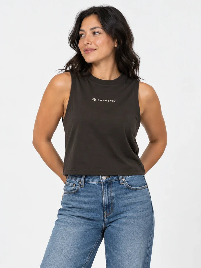 Musculosa Converse Mujer Draft Logo Gris Oscuro — vista principal