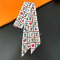 Nada White & Red Twilly Skinny Scarf