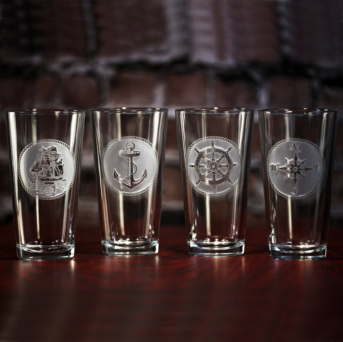 Nautical Beach Pint Glass