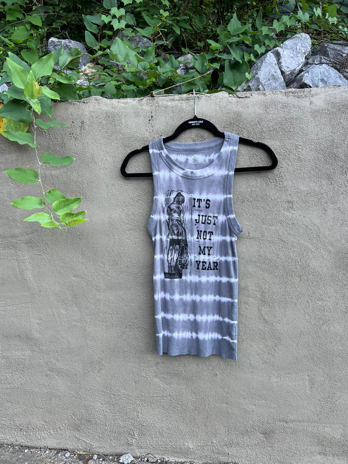 Not My Year - Grey Tie-Dye Tank Top
